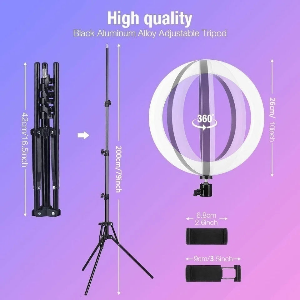 12in 30cm Selfie Ring Light RGB Tripod Phone Stand Holder Photography RingLight Circle Fill Light Led Color Lamp Trepied Makeup