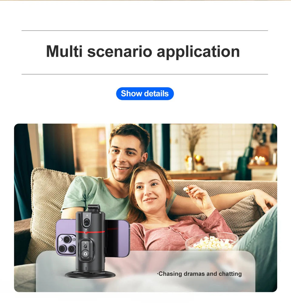 FANGTUOSI Stabilizer Smart Facial Tracking with Removable Fill Light Phone Stand Wireless Selfie Stick Tripod for Live Streaming