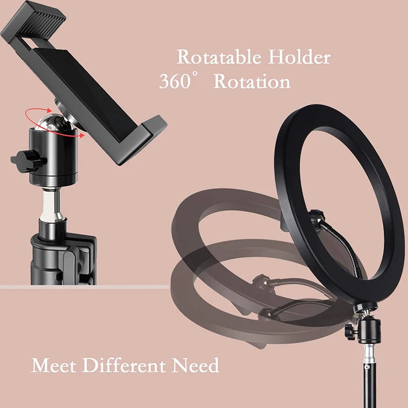 10 inch LED Ring Light with Mini Tripod 26cm LED Round Photography Fill Light Remote Dimmable for Tiktok YouTube Live Video Lamp