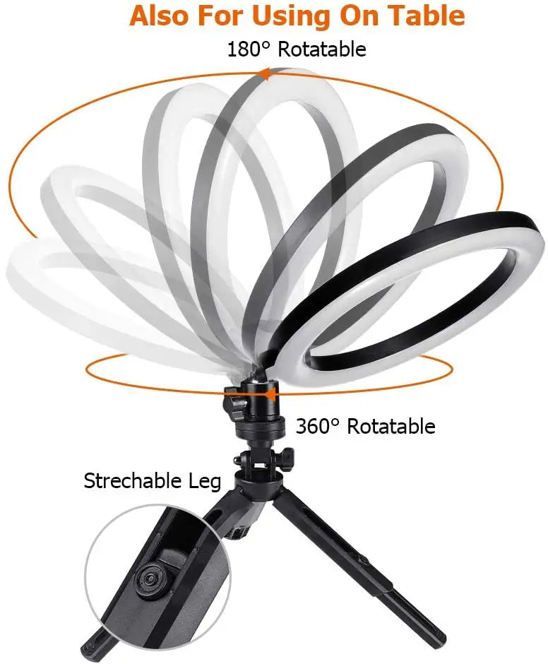 10 inch LED Ring Light with Mini Tripod 26cm LED Round Photography Fill Light Remote Dimmable for Tiktok YouTube Live Video Lamp