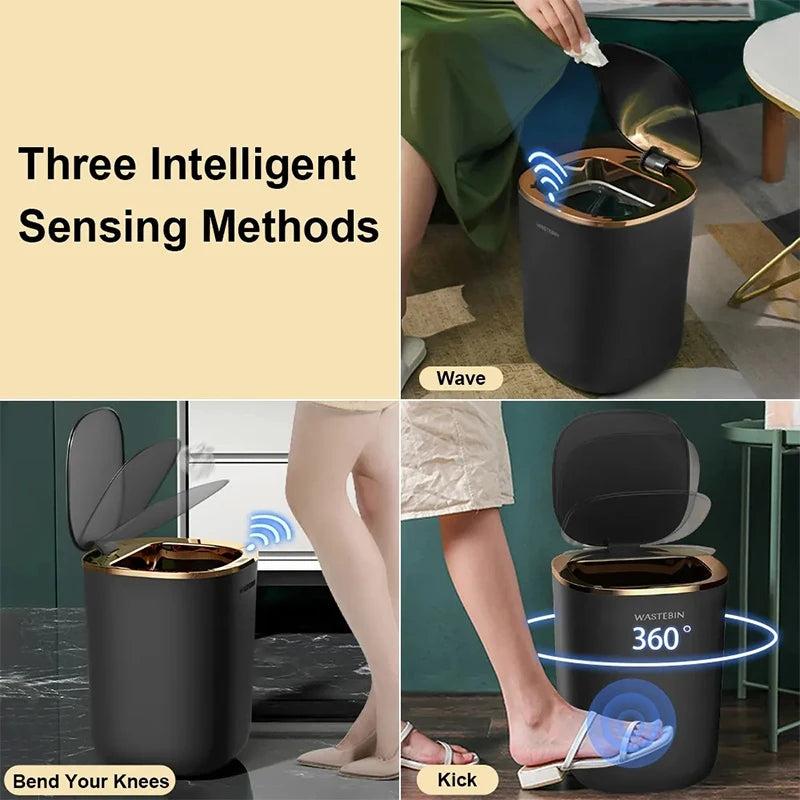 Automatic Sensor Trash Can 12L High Capacity Wastebasket Bathroom Smart Trash Can Kitchen Baskets Toilet Recycle Bin Home
