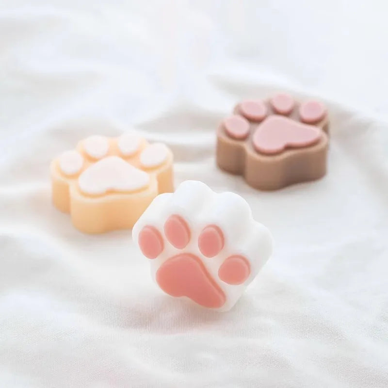 Cat Dog Paw Handmade Soap Making Silicone Molds DIY Aromatherapy Plaster Car Decoration 6 Cavities Soap Candle Mold