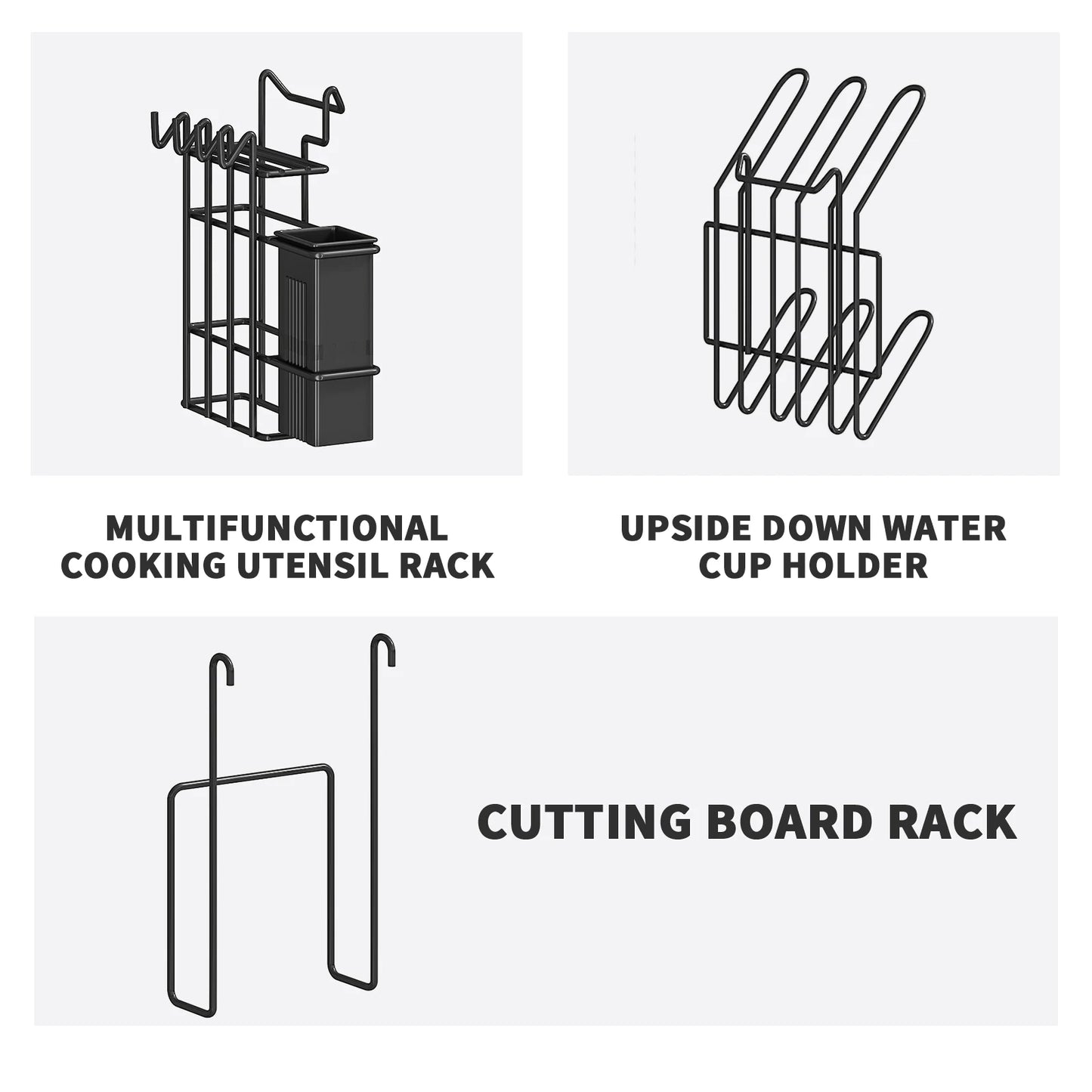 dish drying rack,large-capacity cutlery holder,with drain tray, hooks, cutting board holder,kitchen countertop storage rack
