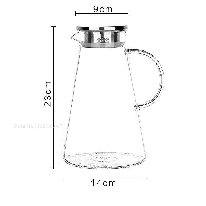 1.8L Heat Resistant Clear Glass Pitcher with Lid Large Iced Tea Water Pitcher Borosilicate Glass Jug with Stainless Steel Lid