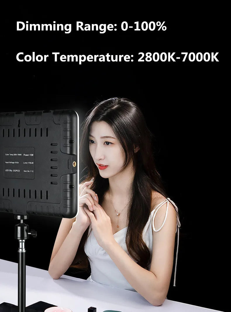 8/12 Inch LED Photography Video Light Panel Lighting Photo Studio Lamp Kit For Shoot Live Streaming Youbube With Tripod Stand