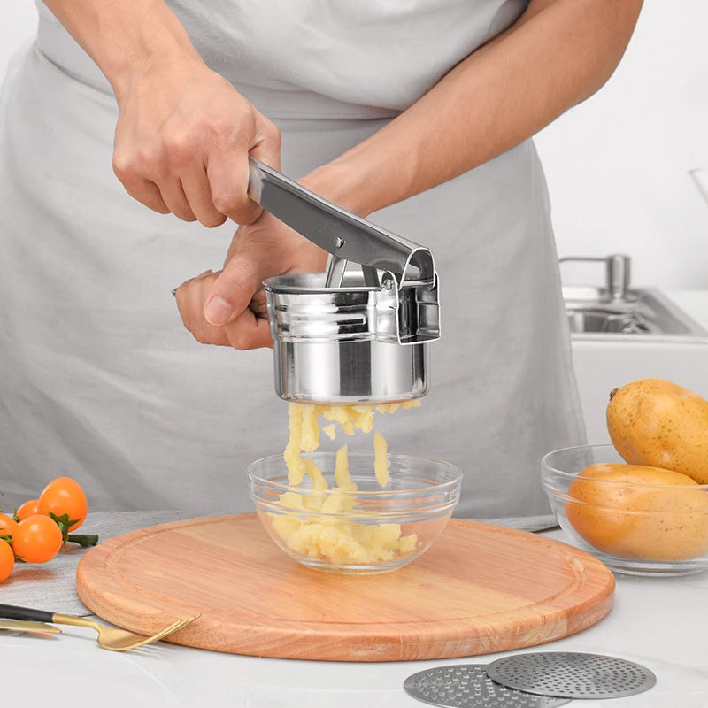 Potato Mashers Ricers Kitchen Cooking Tools Stainless Steel Pressure Mud Puree Vegetable Fruit Press Maker Garlic Presser