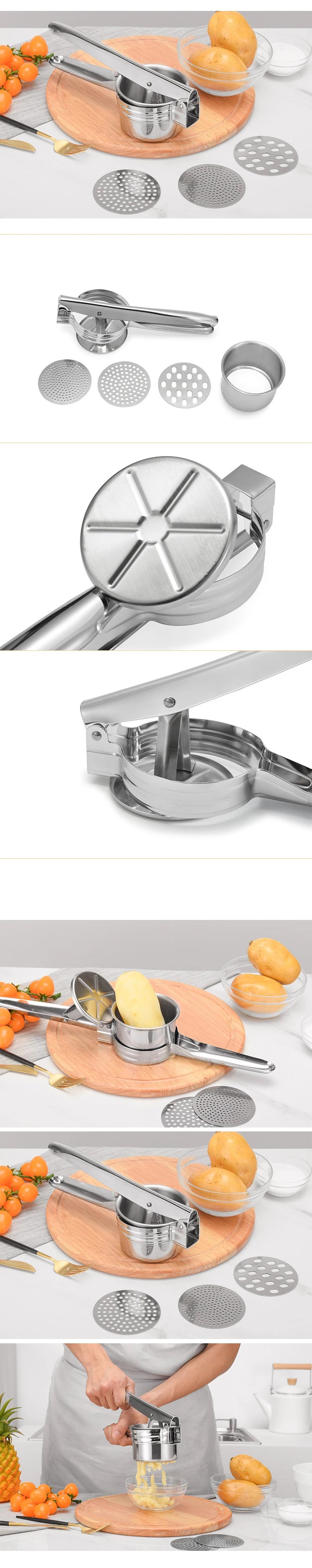 Potato Mashers Ricers Kitchen Cooking Tools Stainless Steel Pressure Mud Puree Vegetable Fruit Press Maker Garlic Presser