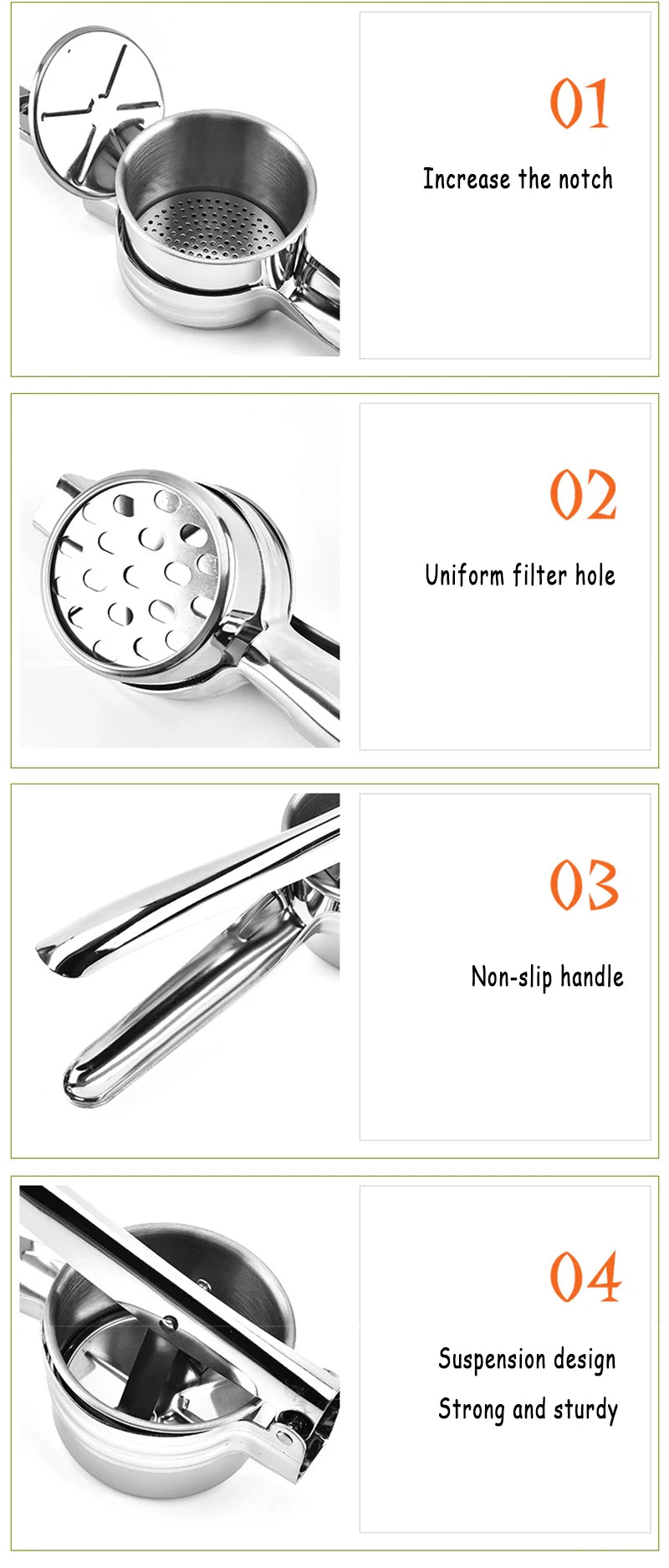 Potato Mashers Ricers Kitchen Cooking Tools Stainless Steel Pressure Mud Puree Vegetable Fruit Press Maker Garlic Presser