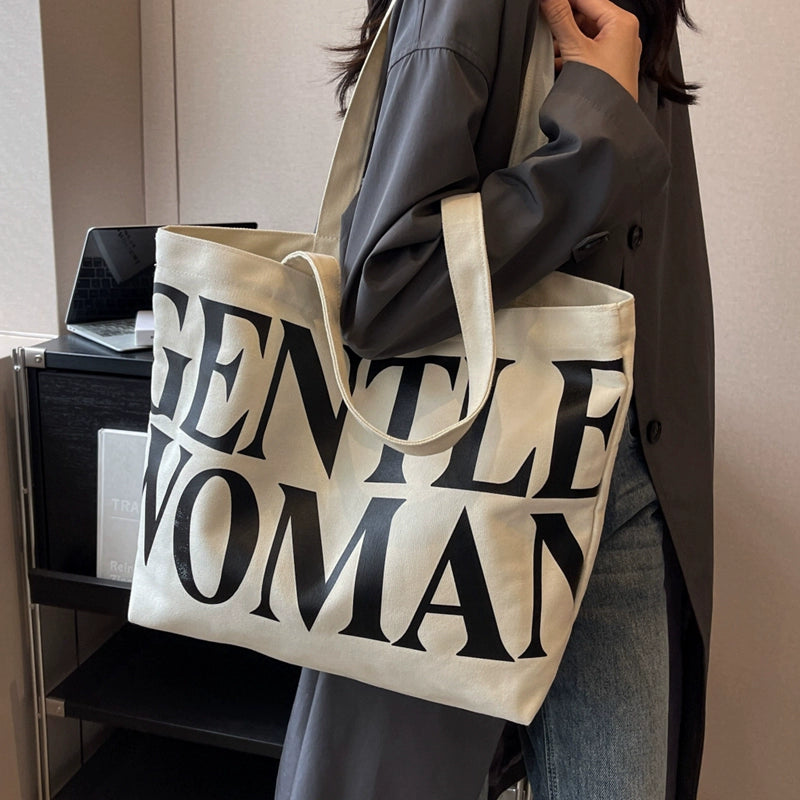 Letter Online Influencer Fashion One Shoulder out Canvas Bag