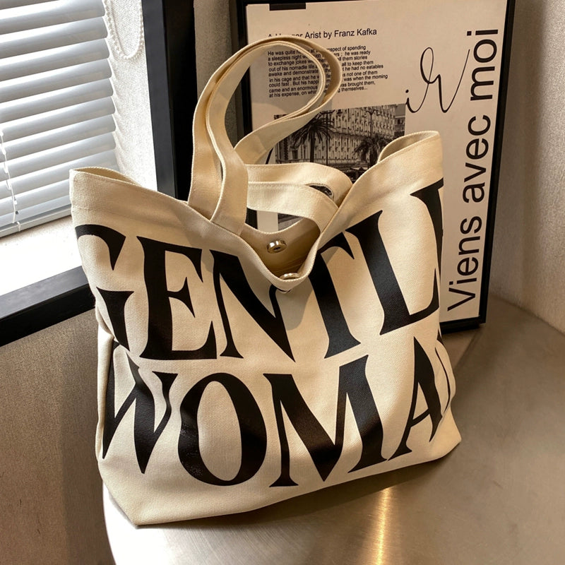 Letter Online Influencer Fashion One Shoulder out Canvas Bag