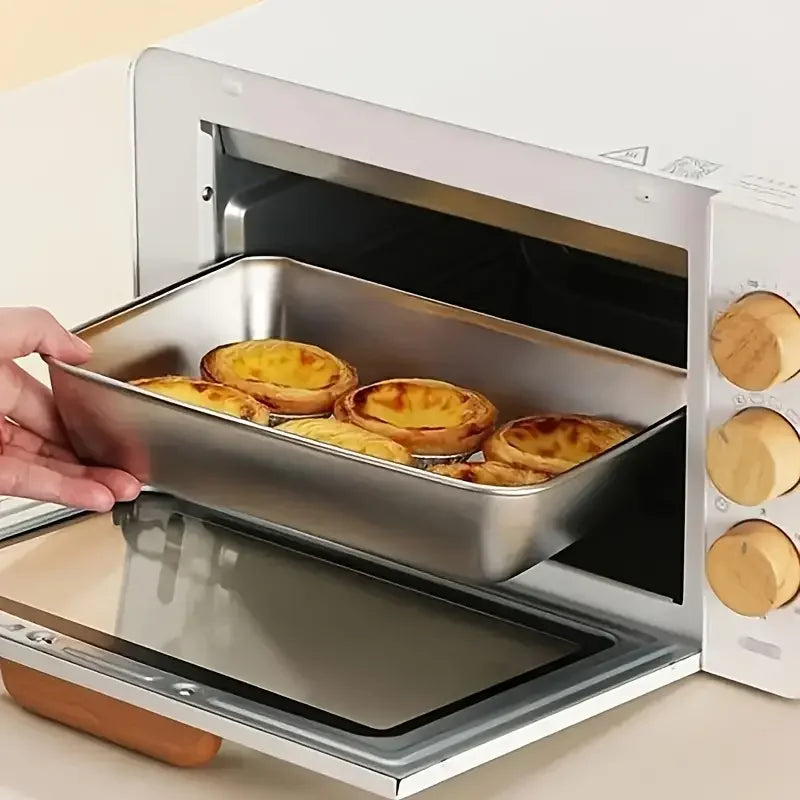 2pcs Stainless Steel Fresh-Keeping Durable Pan with Lid for Baking and Salad Microwave Safe Kitchen Utensils for Food Storage