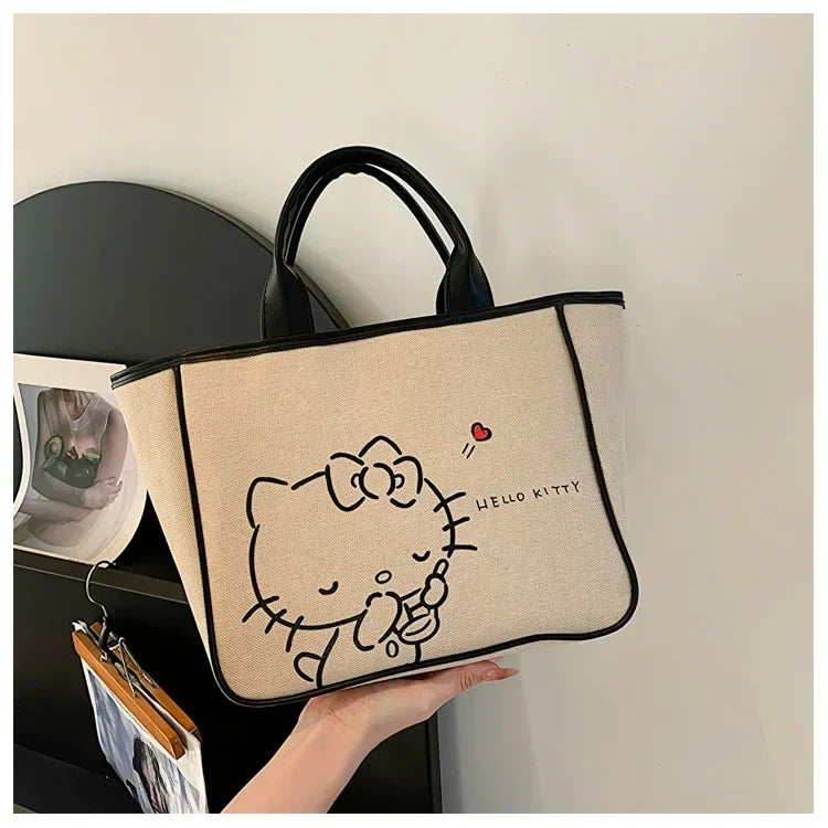 Sanrio Hello Kitty New Portable Toiletry  Cosmetic  Large Capacity Lunch Box Tote  Women's  Shoulder Bag