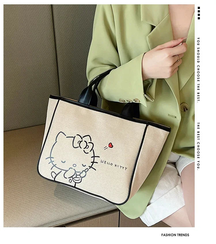 Sanrio Hello Kitty New Portable Toiletry  Cosmetic  Large Capacity Lunch Box Tote  Women's  Shoulder Bag