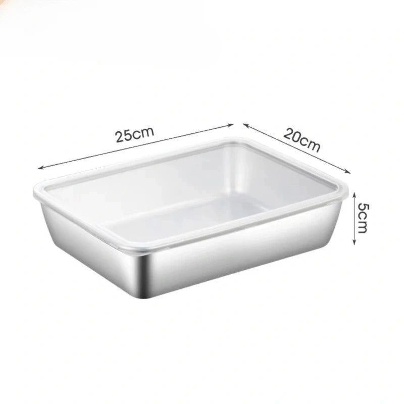 2pcs Stainless Steel Fresh-Keeping Durable Pan with Lid for Baking and Salad Microwave Safe Kitchen Utensils for Food Storage