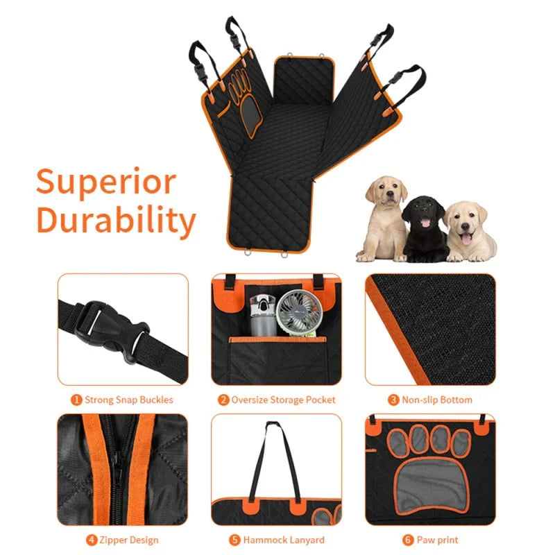 Dog Car Seat Cover Waterproof Pet Cat Carriers Travel Mat Hammock for Small Medium Large Dogs Car Rear Back Protector Safety Pad