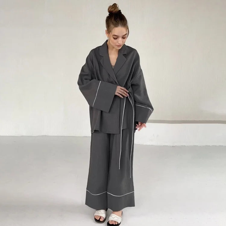 Print Long Lace-up Maxi Dress Spring Summer Nightgown Long Sleeve Kimono For Women Bathrobe Gown Sexy Home Robe Loungewear 2023