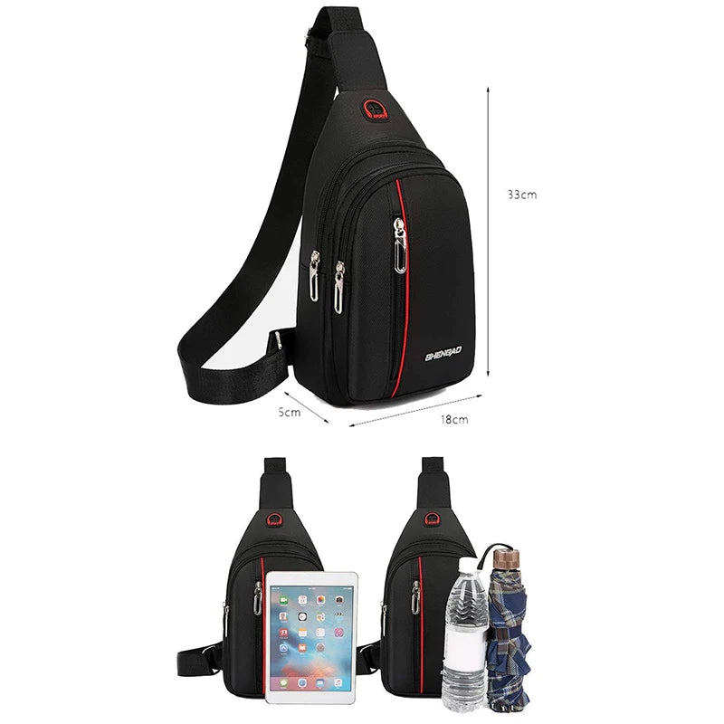 Male Fashion New Mens Mini Nylon Chest Bag Ultralight Cross Body  Earphone Hole Bags Waterproof Casual Small Male Shoulder Bag
