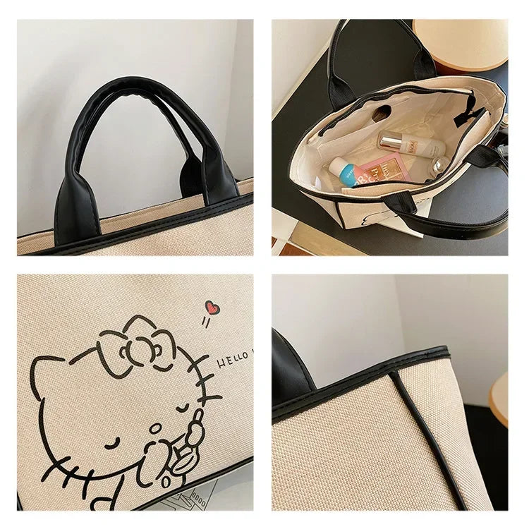 Sanrio Hello Kitty New Portable Toiletry  Cosmetic  Large Capacity Lunch Box Tote  Women's  Shoulder Bag