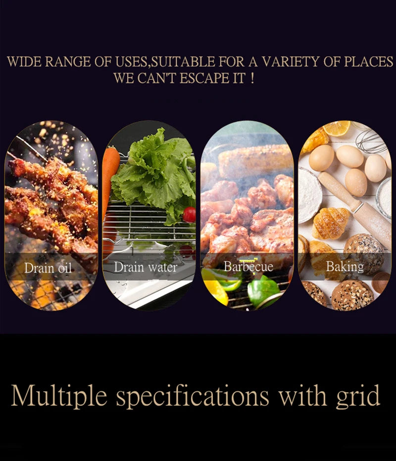 Square Stainless Steel Deepening Baking Tray Nonstick Cookie Bread Fruit Storage Plate with Grid Draining Dish Kitchen Utensils