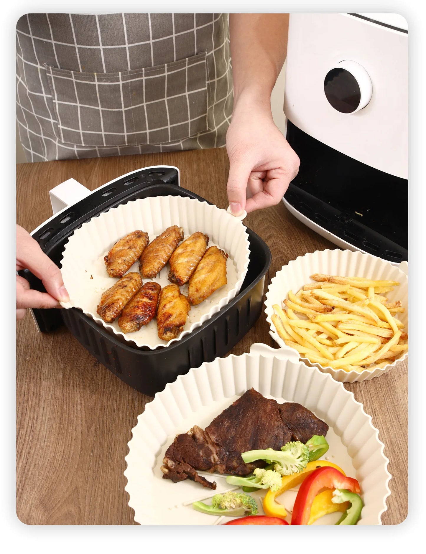 Silicone Air Fryer Baking Tray Reusable silicone baking basket Grill Pan food-grade safe non-stick fryers ovens microwave oven