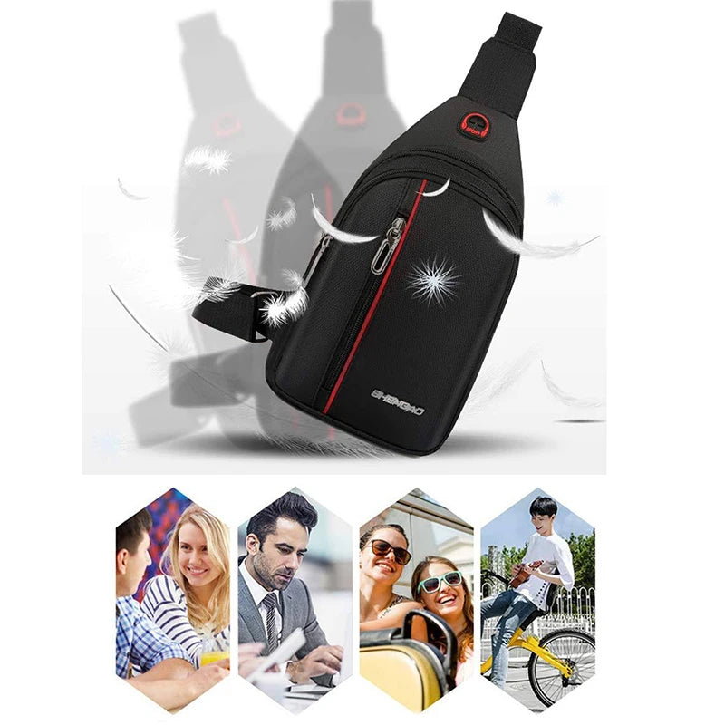 Male Fashion New Mens Mini Nylon Chest Bag Ultralight Cross Body  Earphone Hole Bags Waterproof Casual Small Male Shoulder Bag