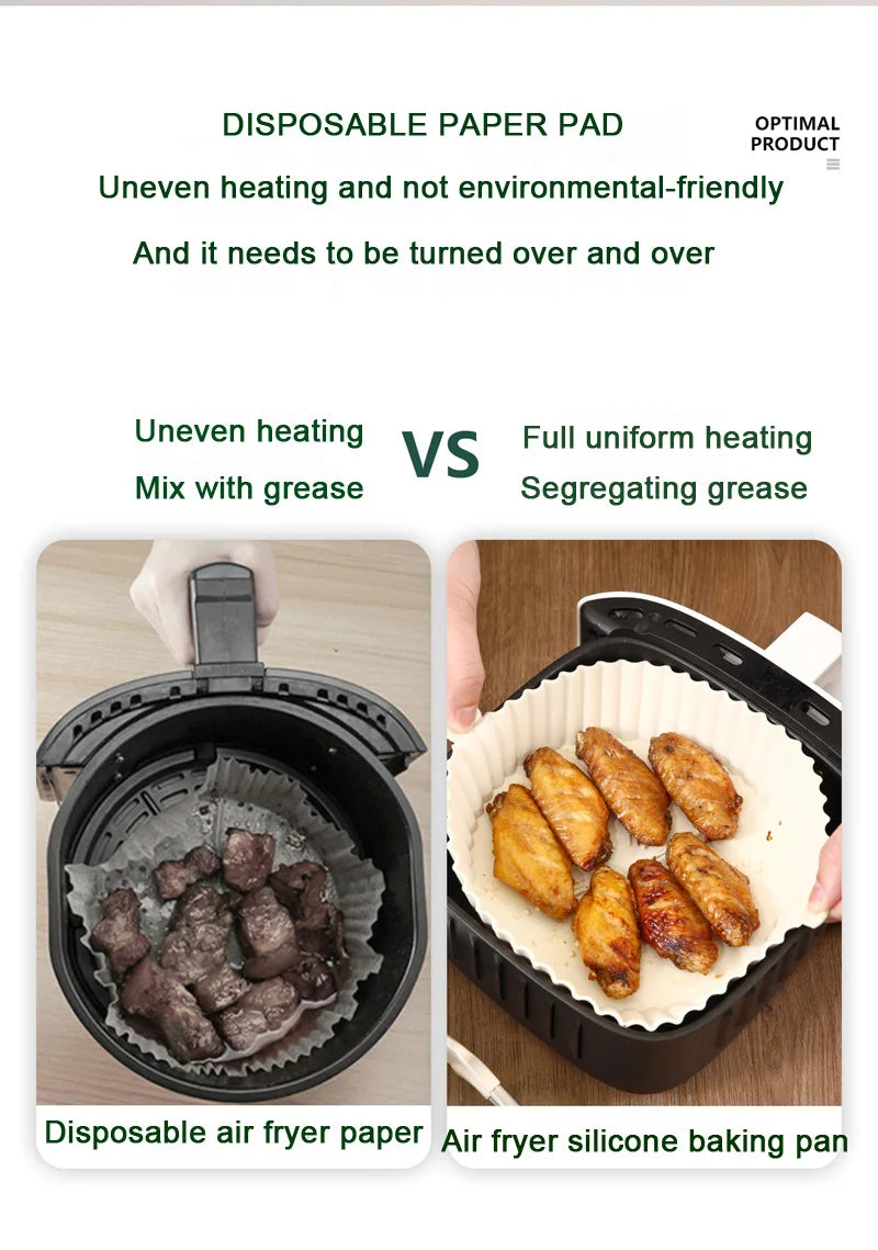 Silicone Air Fryer Baking Tray Reusable silicone baking basket Grill Pan food-grade safe non-stick fryers ovens microwave oven