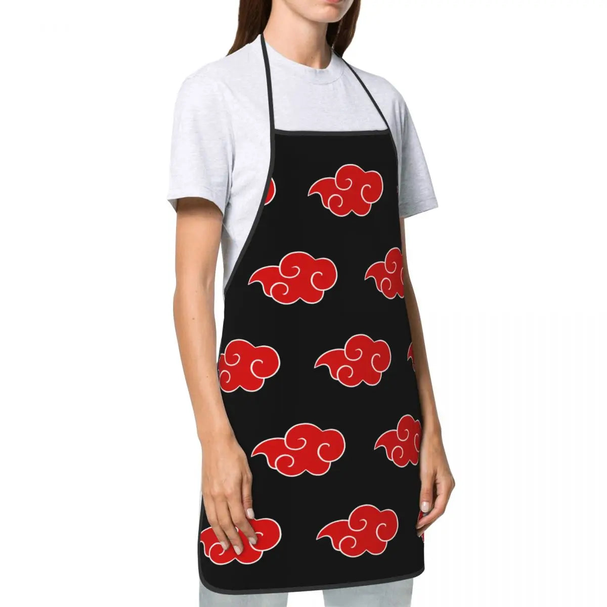 Bib Akatsuki Red Cloud Sign Cosplay Aprons  Unisex Adult Chef Kitchen Cooking Anime Japanese Ninja Tablier Cuisine Painting