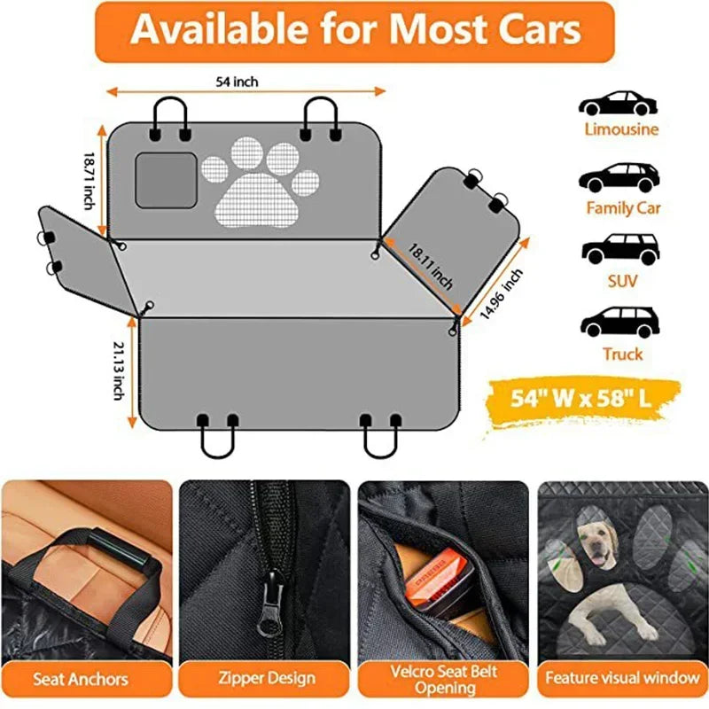 Dog Car Seat Cover Waterproof Pet Travel Dog Carriers Hammock Rear Back Seat Safety Protector Mat For Small Medium Large Dogs