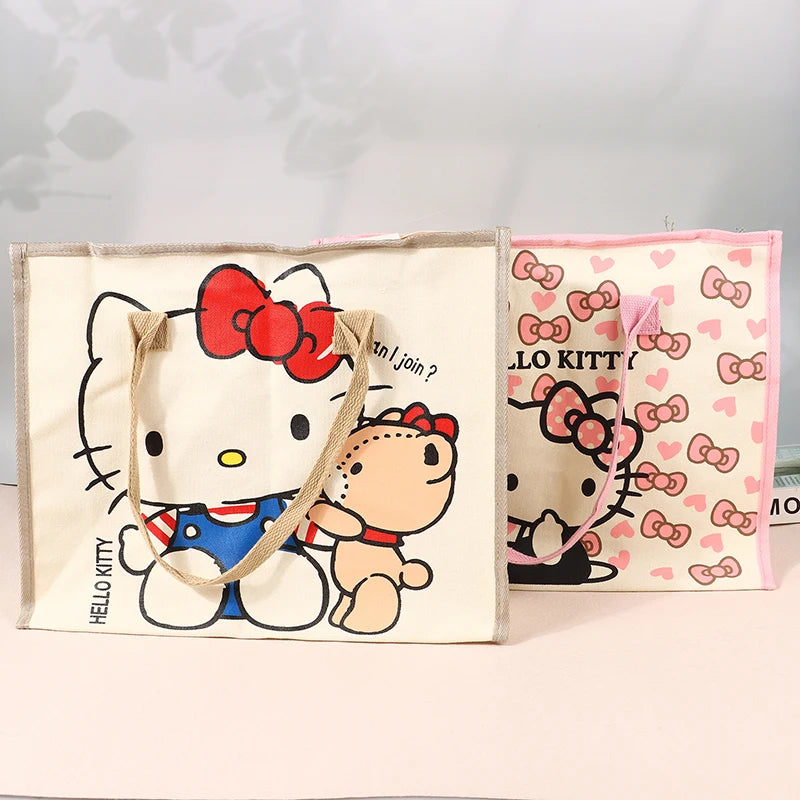 Hello Kitty Sanrio Y2k Tote Canvas Bag, Cute CanvasShoulder Bag, Cartoon Anime Handbag ForSchool Work Travel Shopping Schoolbag
