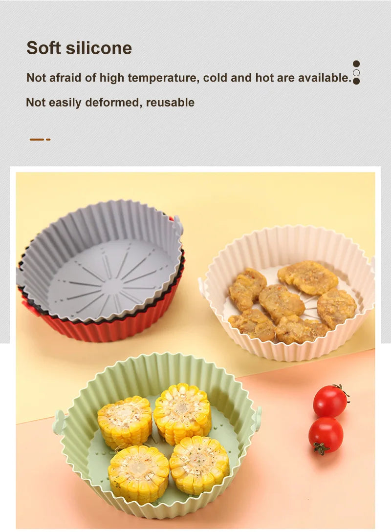 Silicone Air Fryer Baking Tray Reusable silicone baking basket Grill Pan food-grade safe non-stick fryers ovens microwave oven