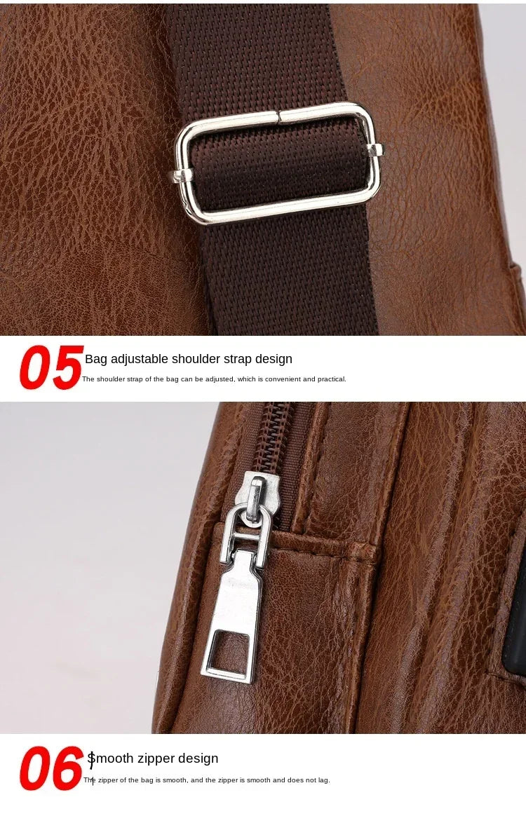 2024 Men's USB Charging Men's Chest for Custom PU PVC Shoulder Bag Diagonal Package Messenger Travel Bag Cross Body Bags