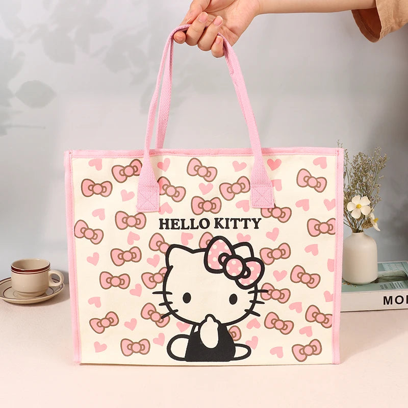 Hello Kitty Sanrio Y2k Tote Canvas Bag, Cute CanvasShoulder Bag, Cartoon Anime Handbag ForSchool Work Travel Shopping Schoolbag