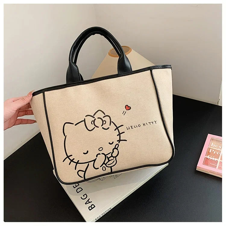 Sanrio Hello Kitty New Portable Toiletry  Cosmetic  Large Capacity Lunch Box Tote  Women's  Shoulder Bag