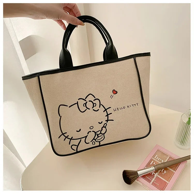 Sanrio Hello Kitty New Portable Toiletry  Cosmetic  Large Capacity Lunch Box Tote  Women's  Shoulder Bag