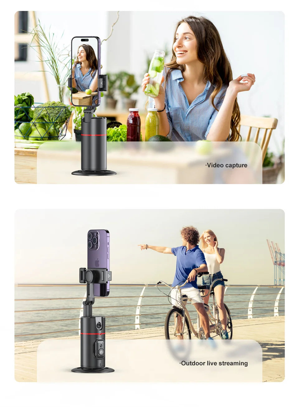 FANGTUOSI Stabilizer Smart Facial Tracking with Removable Fill Light Phone Stand Wireless Selfie Stick Tripod for Live Streaming