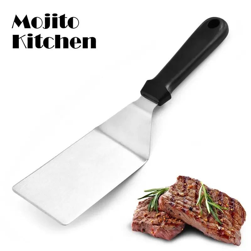 Griddle Accessory Kit Professional Grill Spatula Scraper Flipper Stainless Steel Flat Top Grill Kitchen Accessories Fried Steak