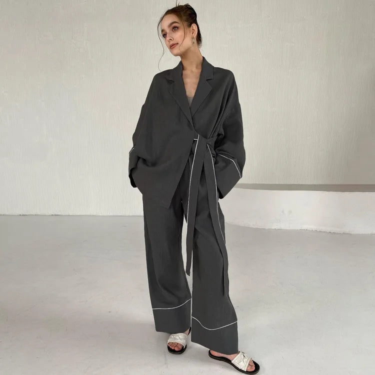 Print Long Lace-up Maxi Dress Spring Summer Nightgown Long Sleeve Kimono For Women Bathrobe Gown Sexy Home Robe Loungewear 2023