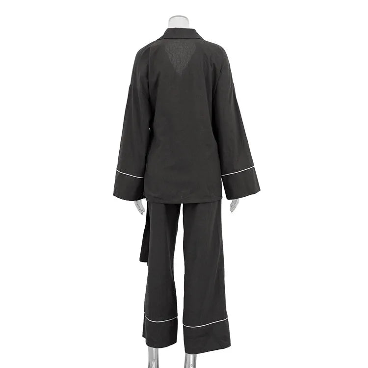 Print Long Lace-up Maxi Dress Spring Summer Nightgown Long Sleeve Kimono For Women Bathrobe Gown Sexy Home Robe Loungewear 2023