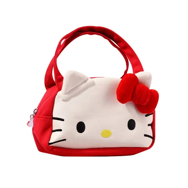 Sanrio Handbag Kawaii Hello Kitty My Melody Canvas Bag Cartoon Cute Tote Soft Cosmetic Bags Makeup For Women Gifts
