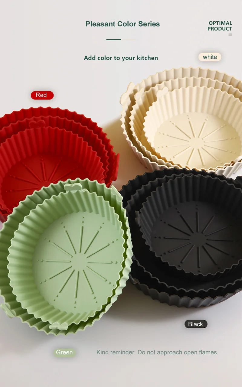Silicone Air Fryer Baking Tray Reusable silicone baking basket Grill Pan food-grade safe non-stick fryers ovens microwave oven