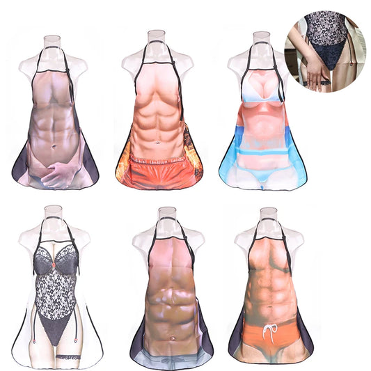 Creative Cotton Women Apron Funny Novelty Women Sexy Kitchen Apron Naked Men Women Sexy Rude Cheeky Cooking Bbq Party Man Apron