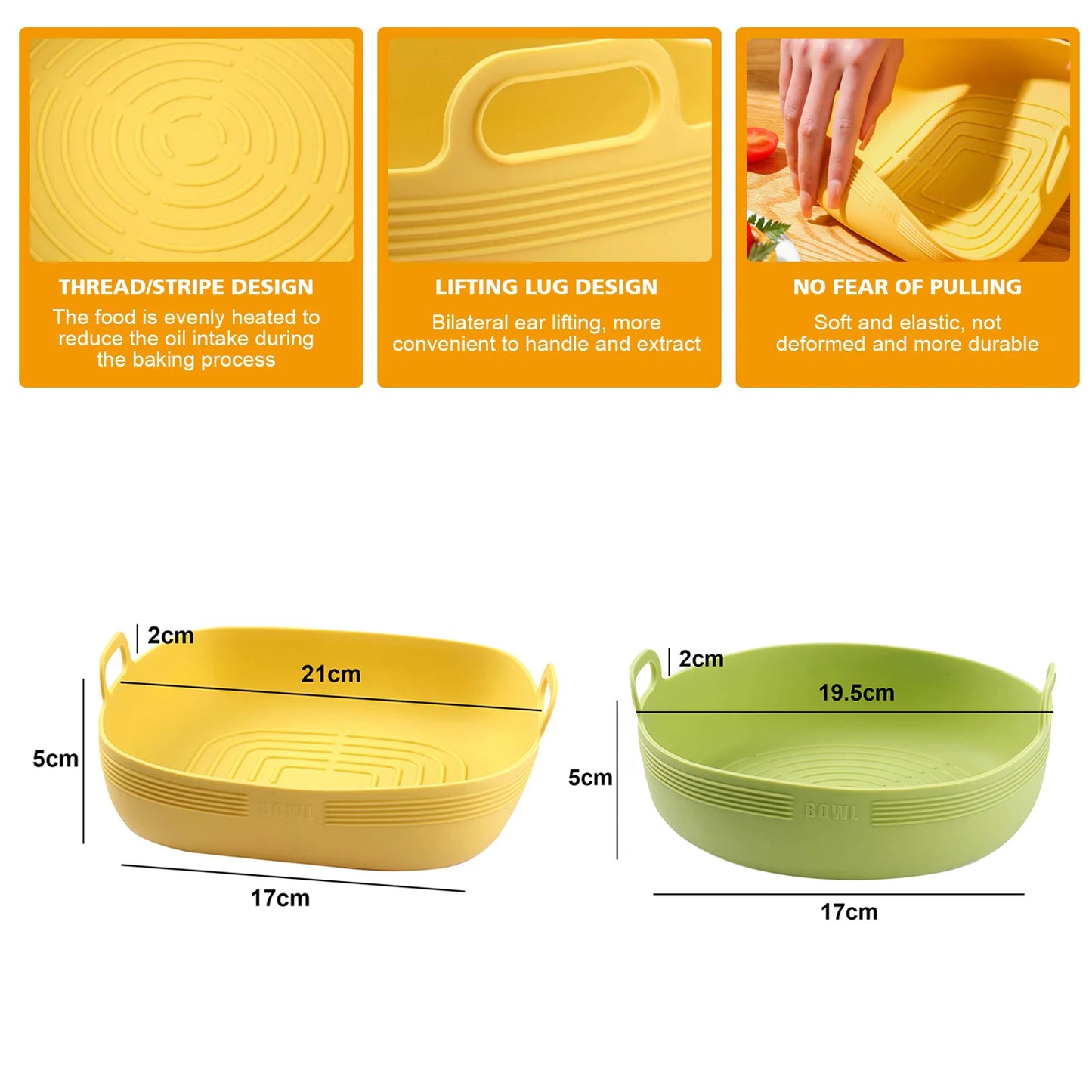 New Air Fryer Silicone Basket Round Silicone Tray For Air Fryer Easy Clean Liner Pizza Plate Grill Pan Mat Air Fryer Accessories