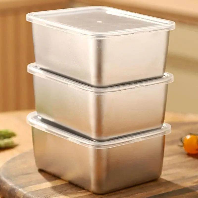 Stainless Steel Fresh Keeping Box Airtight Food Storage Container With Lid  Lunch Bento Food Box Outdoor Picnic Camping Tool