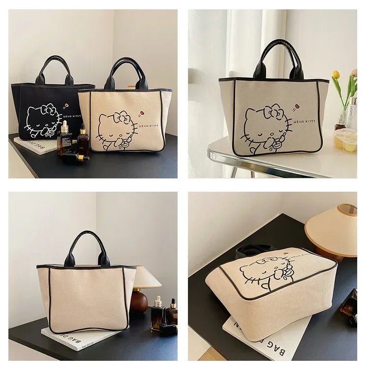 Sanrio Hello Kitty New Portable Toiletry  Cosmetic  Large Capacity Lunch Box Tote  Women's  Shoulder Bag