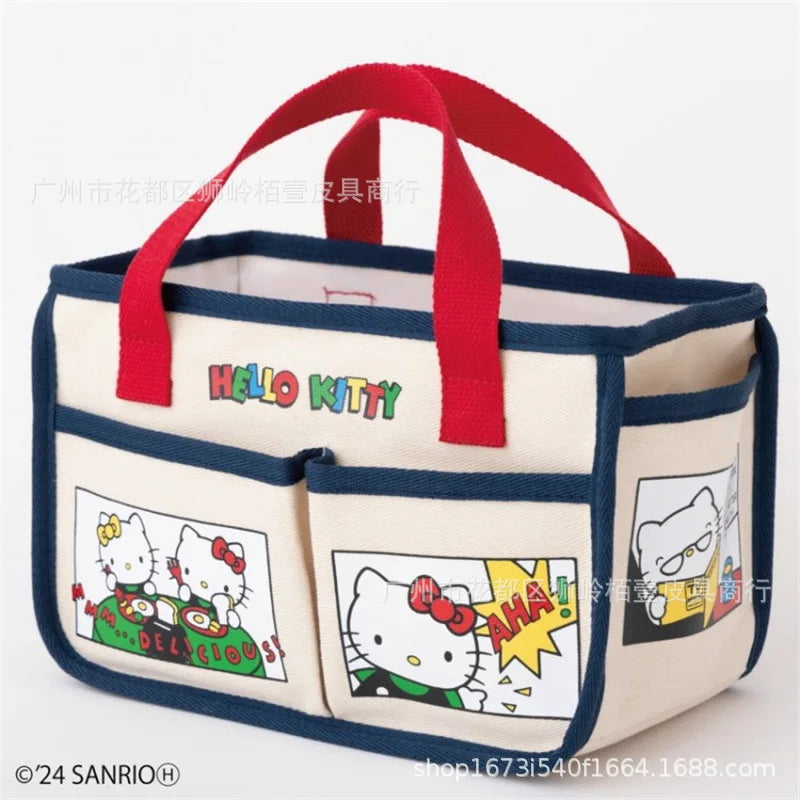 Hello Kitty Sanrio Handbag Anime Cartoon Kawaii Canvas Bags Cute High-Capacity Tote Multi-Functional Storage Bag Gifts for Girls