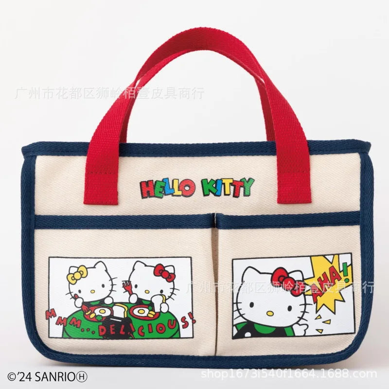 Hello Kitty Sanrio Handbag Anime Cartoon Kawaii Canvas Bags Cute High-Capacity Tote Multi-Functional Storage Bag Gifts for Girls