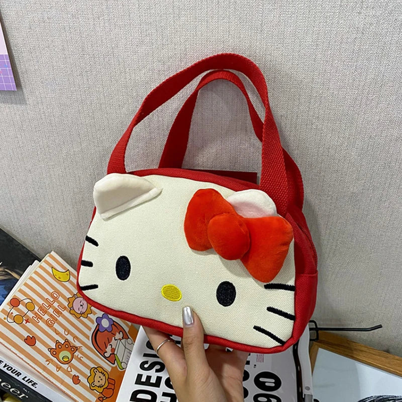 Sanrio Handbag Kawaii Hello Kitty My Melody Canvas Bag Cartoon Cute Tote Soft Cosmetic Bags Makeup For Women Gifts