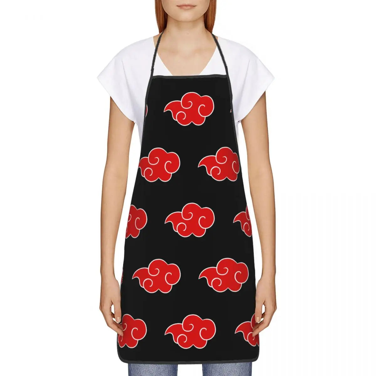 Bib Akatsuki Red Cloud Sign Cosplay Aprons  Unisex Adult Chef Kitchen Cooking Anime Japanese Ninja Tablier Cuisine Painting