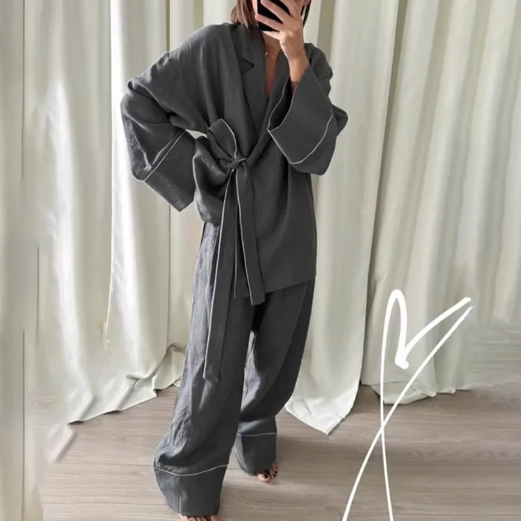 Print Long Lace-up Maxi Dress Spring Summer Nightgown Long Sleeve Kimono For Women Bathrobe Gown Sexy Home Robe Loungewear 2023