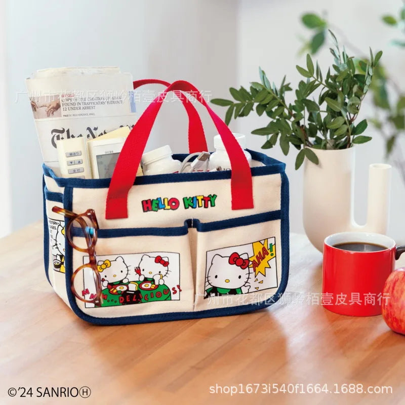 Hello Kitty Sanrio Handbag Anime Cartoon Kawaii Canvas Bags Cute High-Capacity Tote Multi-Functional Storage Bag Gifts for Girls